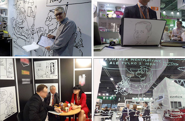 1 wystroj stoiska targowego karykatury warszawa