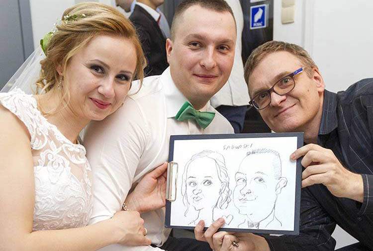 2 karykaturzysta na wesele warszawa para mloda