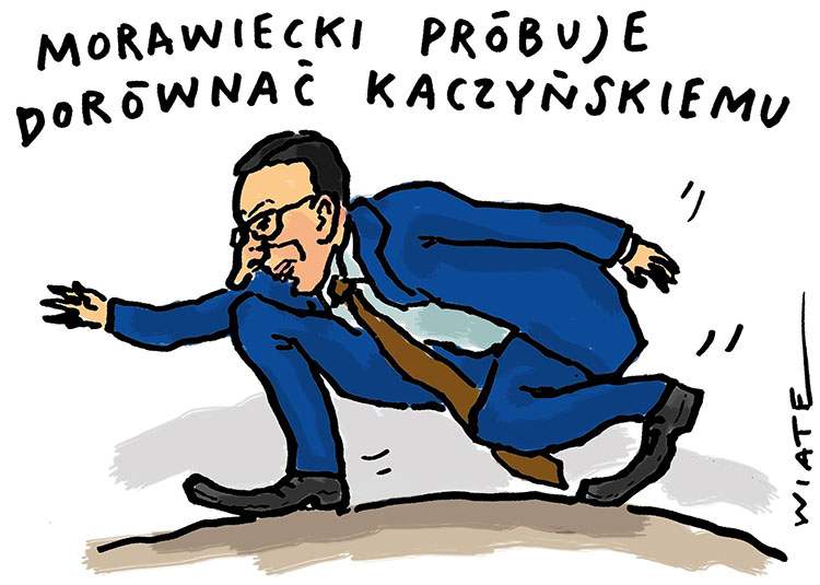 premier Mateusz Morawiecki rysunki karykatury humor dowcipy obrazki 