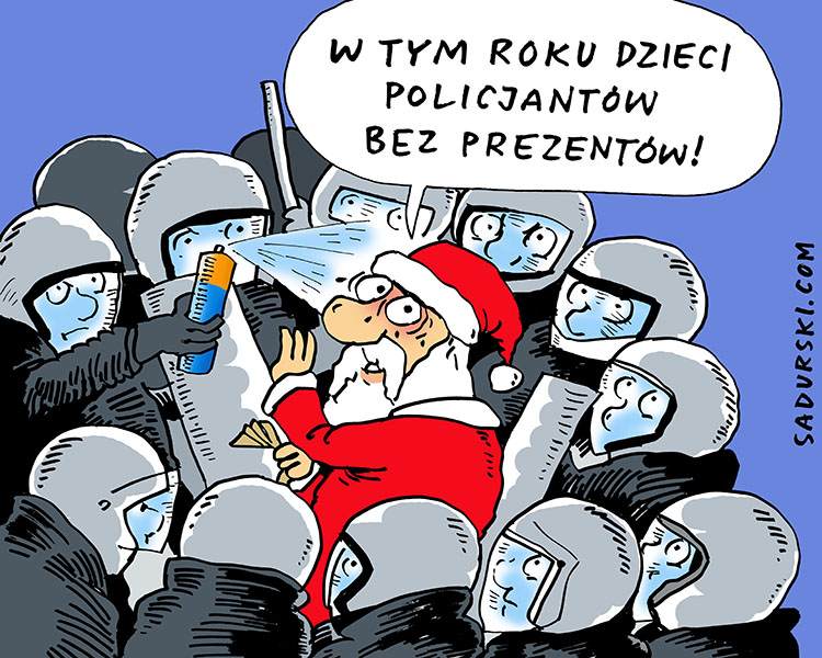 policja Ogólnopolski Strajk Kobiet rysunki satyra humor