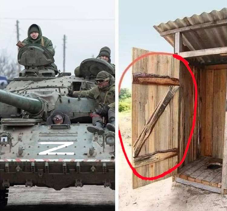 memy wojna Ukraina 2022 humor rosyjski czołg kibel