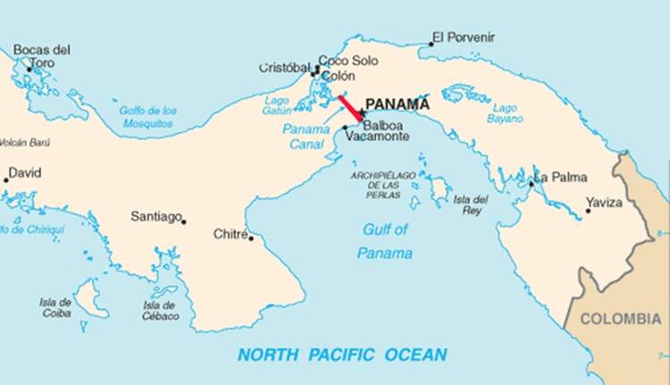 Kanał Panamski mapa