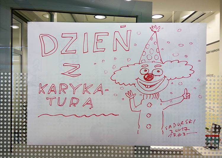 4 event w biurze dzien z karykatura warszawa