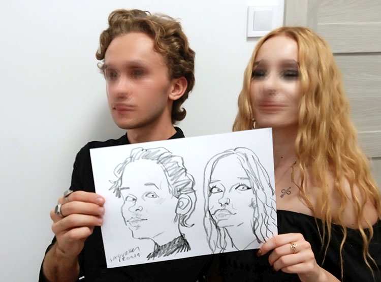 7 impreza prywatna podwojna karykatura olowkiem warszawa