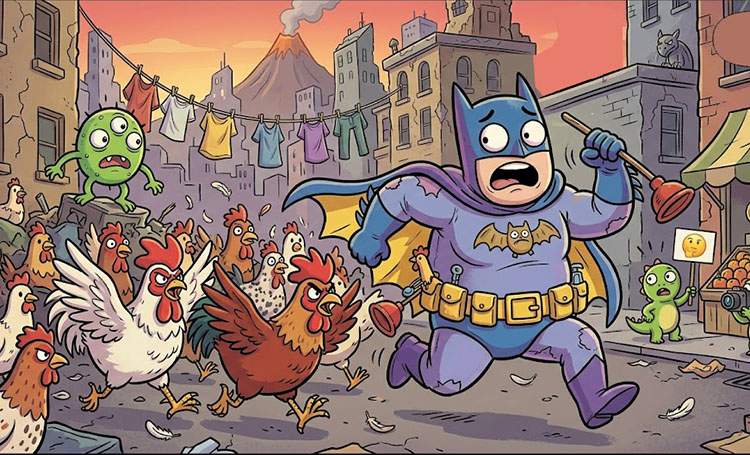 Batman ucieka komiks humor rysunkowy dowcipy o Batmanie
