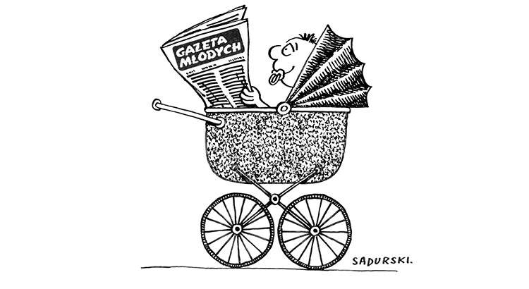 Gazeta Młodych rysunek Szczepana Sadurskiego 1987