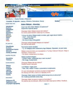 Interia skrin 2001 oficjalny serwis Małysza dowcipy