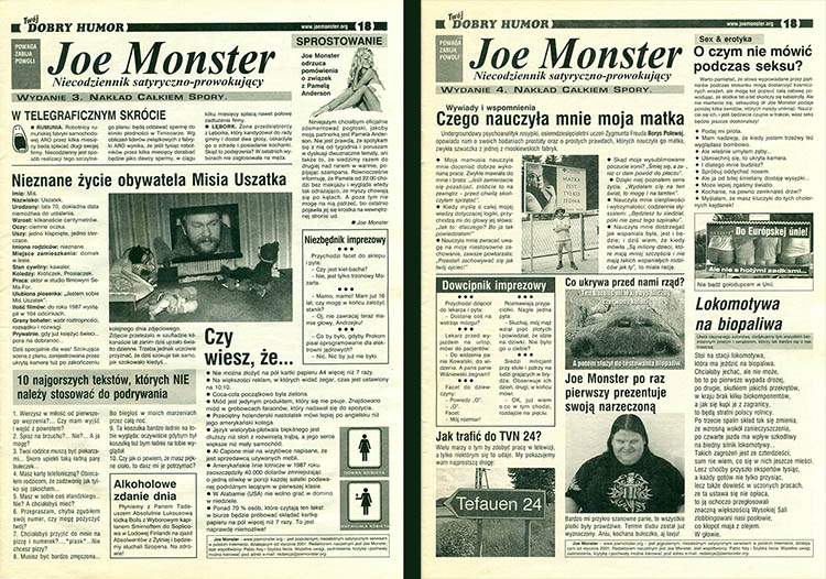 memy Joe Monster Mariusz Składanowski wycinek prasowy 2003 pismo satyryczne