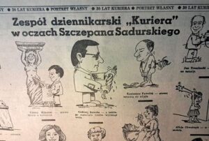 redakcja Kurier Lubelski 1987 dziennikarze karykatury Szczepana Sadurskiego praca w redakcji