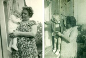 Lublin 1966 1967 Szczepan Sadurski z babcią Janiną na balkonie
