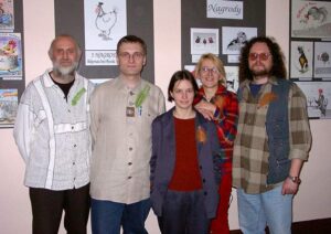 O Koguci Pazur Oława 2002 karykatura polska wernisaż