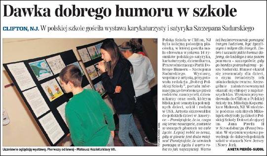 Sadurski polskim dzieciom w Ameryce Clifton USA wycinek prasowy