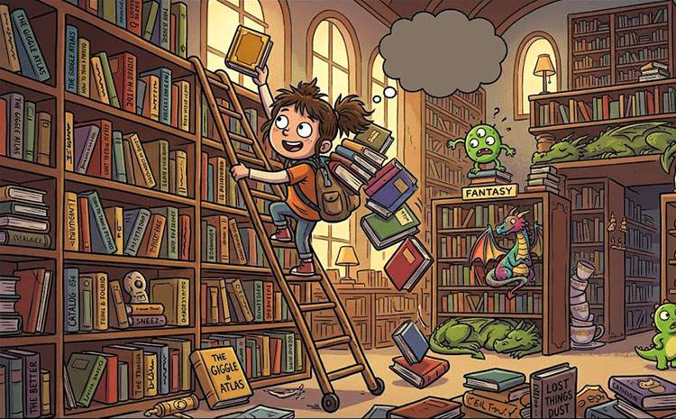 biblioteka humor rysunkowy dowcipy o książkach