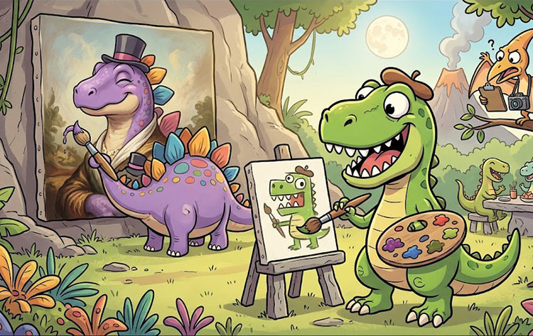 dinozaur malarz dowcipy o dinozaurach