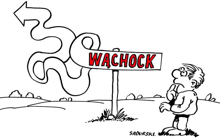 dowcipy o Wąchocku humorystyczny rysunek Wąchock