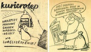 gazeta dziennik Kurier Lubelski rysunki Szczepana Sadurskiego wycinki lata 80