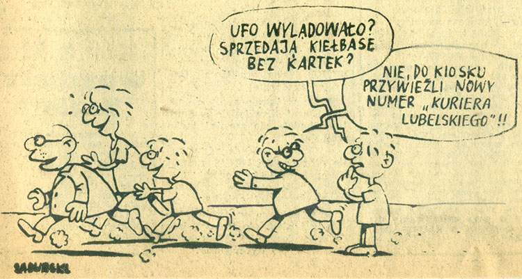 gazeta dziennik Kurier Lubelski rysunki Szczepana Sadurskiego wycinki lata 80