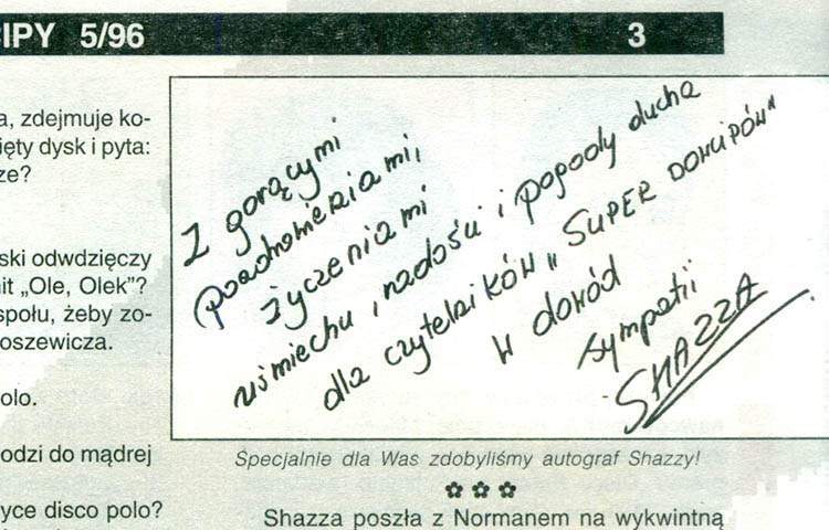 gwiazda disco polo Shazza Magda Pańkowska dedykacja dla czytelników autograf