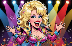 karykatura piosenkarki podobnej do Dolly Parton