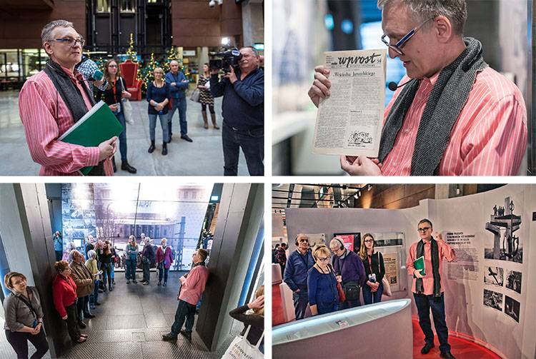 karykaturzysta Gdańsk Europejskie Centrum Solidarności wystawa zwiedzający