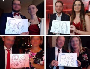karykaturzysta Poznań szybkie karykatury weselne przyklady oraz narysowane osoby