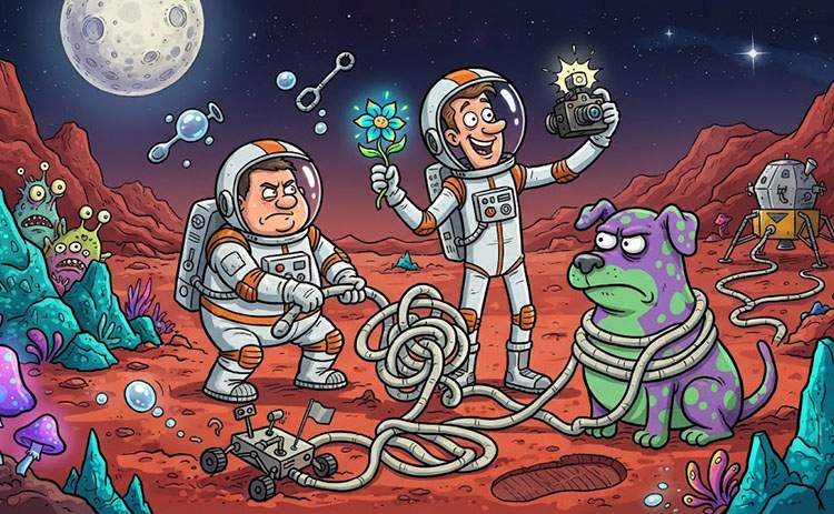 Dowcipy o kosmonautach. Kosmicznie śmieszne żarty kosmonauci na obcej planecie humor rysunkowy dowcipy o kosmonautach