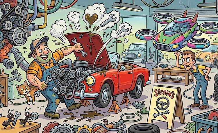 Dowcipy o mechanikach samochodowych mechanik samochodowy w pracy humor rysunkowy dowcipy o mechanikach samochodowych