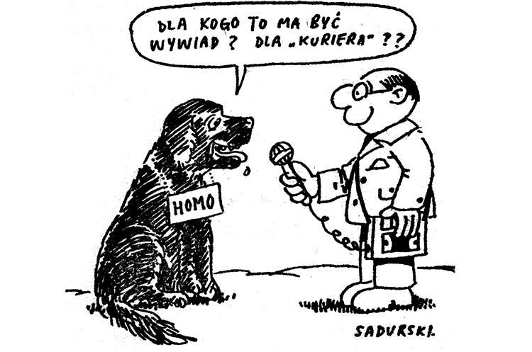 mówiący pies Homo rysunek Szczepan Sadurski
