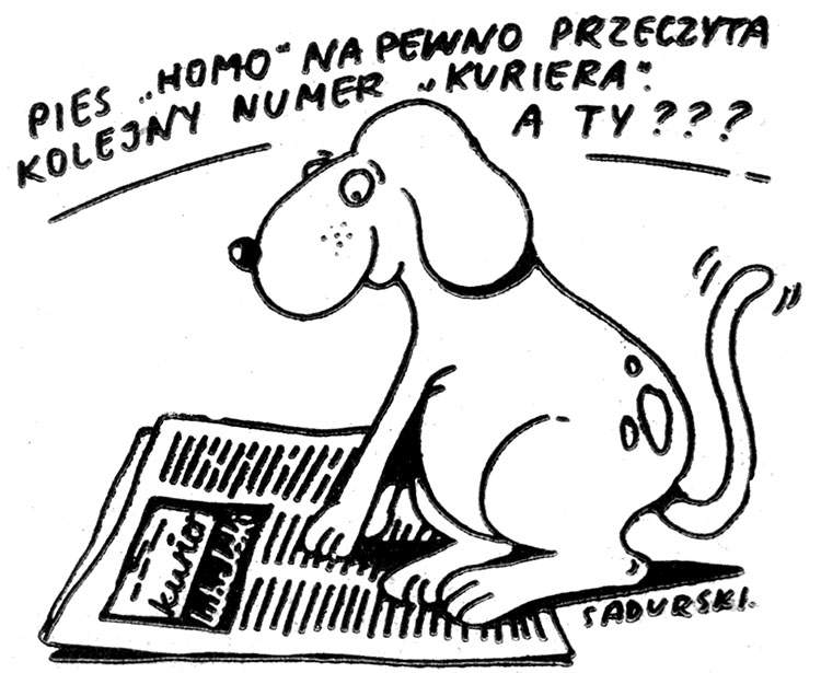 mówiący pies Homo rysunek Kurier Lubelski
