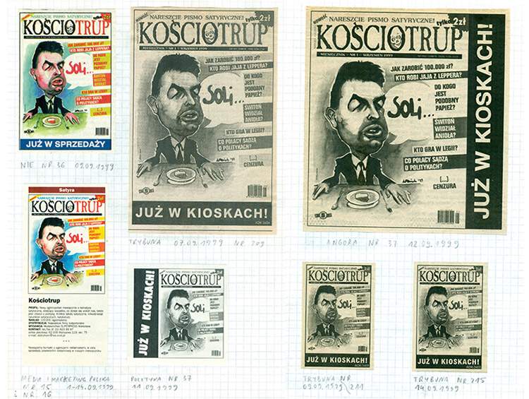 pismo satyryczne Kościotrup reklama prasowa okładki