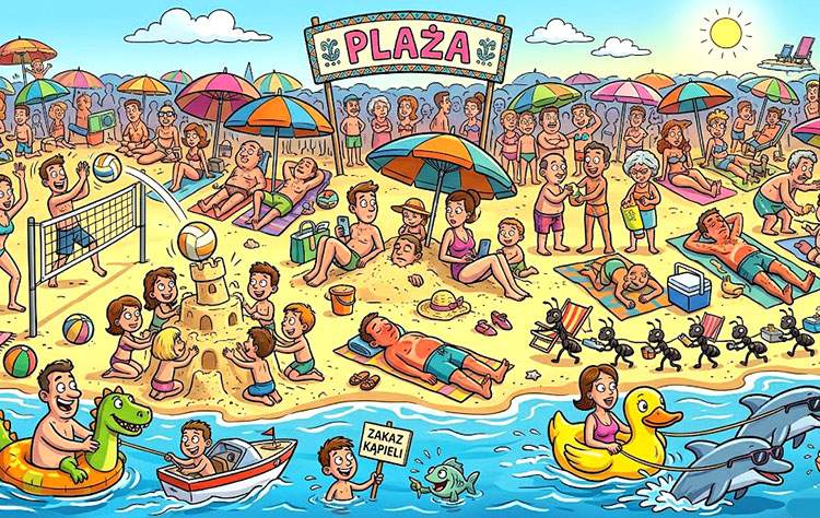 Wakacyjne dowcipy o plaży. Kąpiele i opalanie plaża opalanie humor rysunkowy dowcipy o plaży