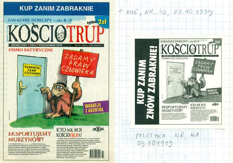 pismo satyryczne Kościotrup reklama prasowa okładki