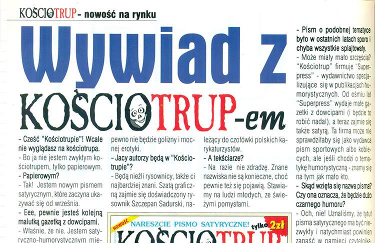 Pismo satyryczne Kościotrup. Dlaczego nie zgodziłem się na warunek Gazety Wyborczej