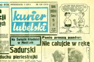 reporter Lato Kurier Lubelski winieta rysunek Szczepan Sadurski wycinek prasowy