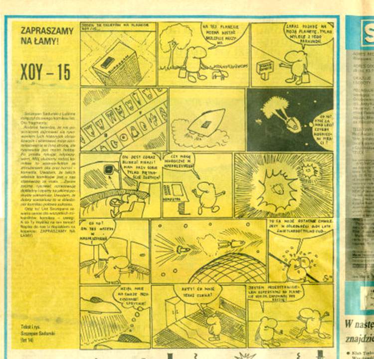 rysownik komiksów Sadurski wycinek Świat Młodych