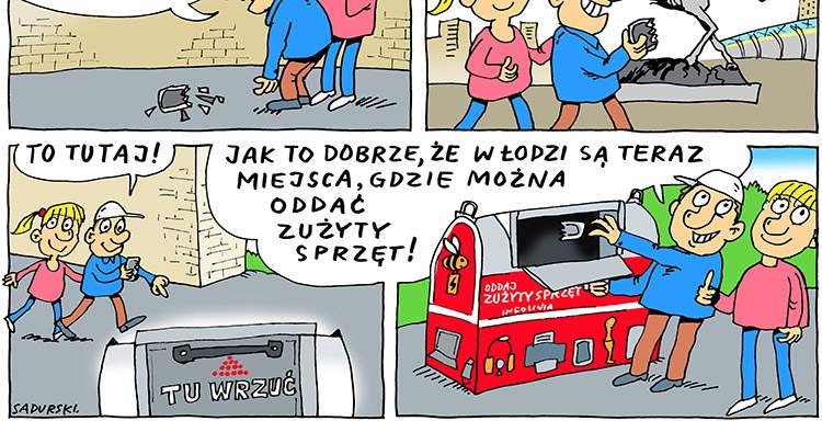 rysownik komiksów Szczepan Sadurski ekologiczny komiks o elektrośmieciach