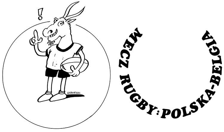 rysunek rugby logo mecz Polska Belgia projekt Szczepan Sadurski