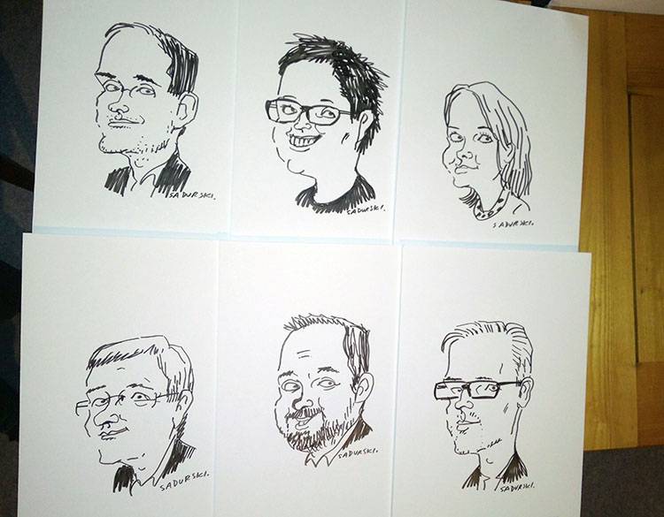 szybkie karykatury rysowane czarnym flamastrem najszybszy rysownik