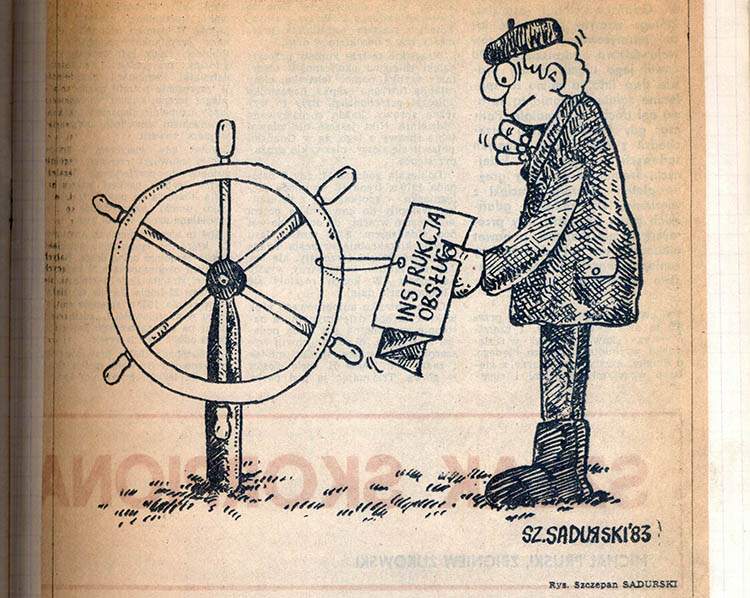 tygodnik Polityka wycinek 1985 rysunek satyryczny Szczepana Sadurskiego