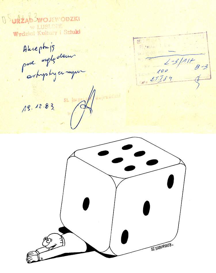 urząd cenzury pieczątki rysunek Sadurskiego 1983