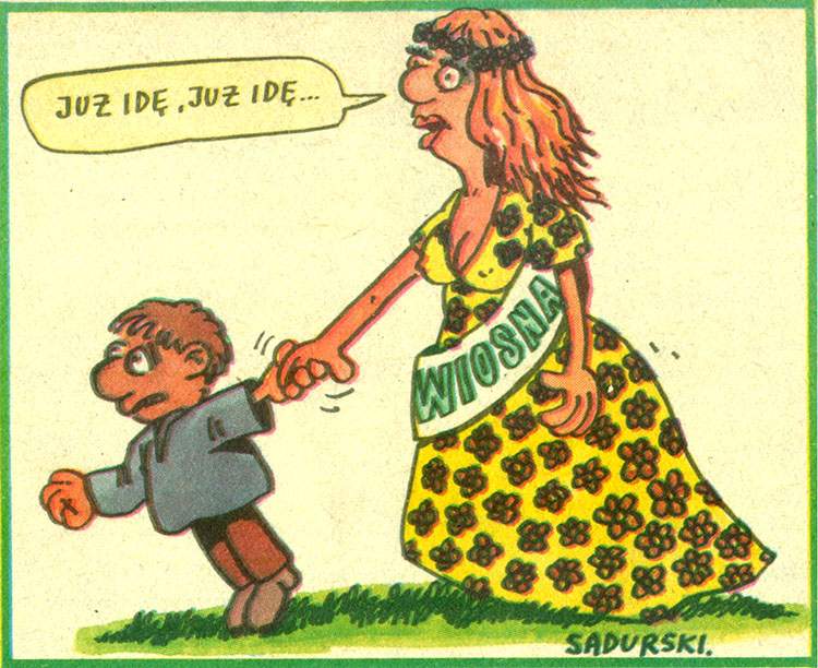 wiosna palenie papierosów rysunek Szczepan Sadurski