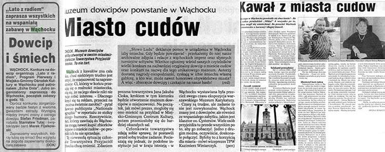 wycinki prasowe o wąchocku prasa kielecka konkursy dowcipów