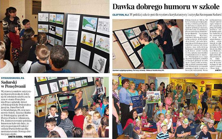 Od Manhattanu po Pensylwanię. Jak rysunki Sadurskiego podbiły serca Polonii wystawy Szczepana Sadurskiego humor rysunkowy dla dzieci w USA
